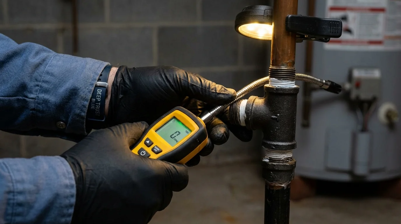Gas leak detection with electronic sniffer by Johns Plumbing LLC in Challis